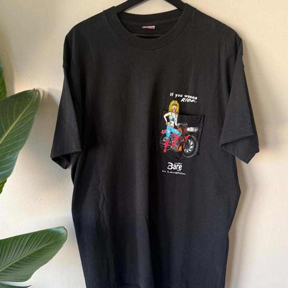 Vintage 1998 Fruit of the Loom Laughlin Motorcycle Pocket T-Shirt XL